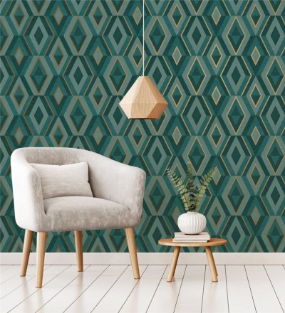 Papel pintado geométrico moderno con detalles metalizados Diamond Palace 680910