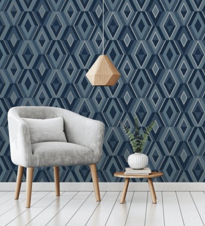 Papel pintado geométrico moderno con detalles metalizados Diamond Palace 680909