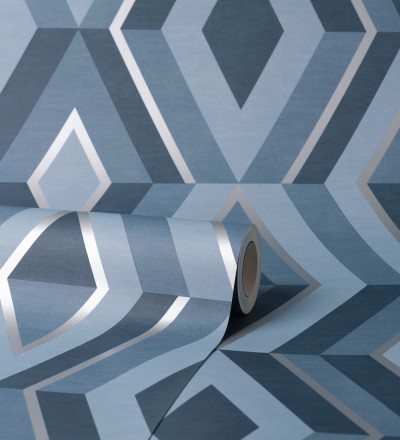 Papel pintado geométrico moderno con detalles metalizados Diamond Palace 680909
