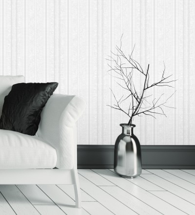 Papel pintado de rayas texturizado con pequeños destellos Enzo Stripes 681660