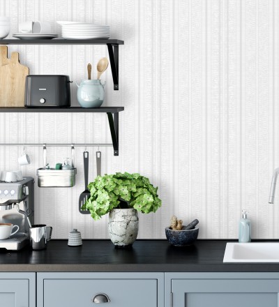 Papel pintado de rayas texturizado con pequeños destellos Enzo Stripes 681660