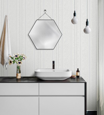 Papel pintado de rayas texturizado con pequeños destellos Enzo Stripes 681660