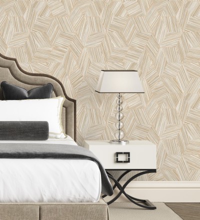 Papel pintado de hexágonos con delgadas líneas doradas Maurice Metrix 681675