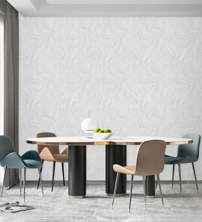 Papel pintado de hexágonos con delgadas líneas color plata Maurice Metrix 681677