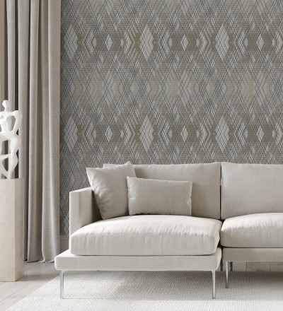 Papel pintado geométrico con relieve y efectos metalizados estilo Art Decó Angular Metric 681685