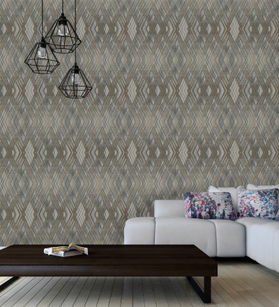 Papel pintado geométrico con relieve y efectos metalizados estilo Art Decó Angular Metric 681685