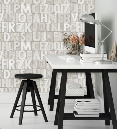 Papel pintado letras industriales con textura Factory Letters 676320