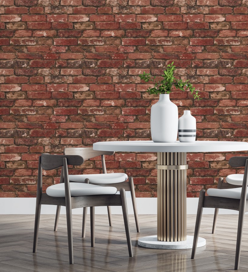 Papel pintado muro de ladrillos en color rojo inglés  Manchester Break 680894