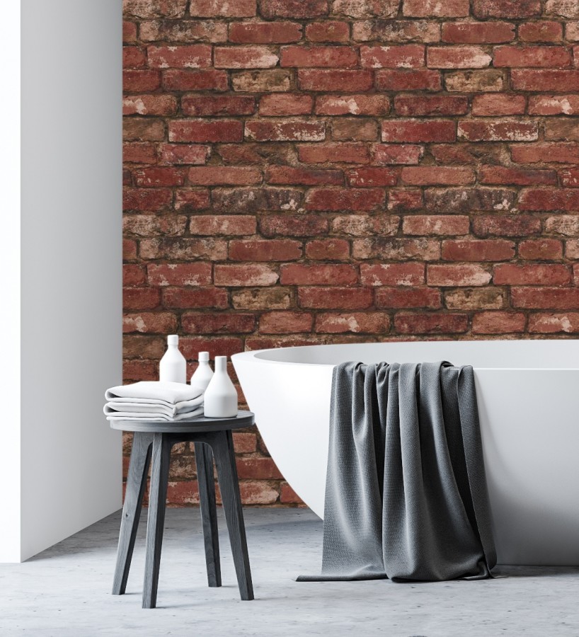 Papel pintado muro de ladrillos en color rojo inglés  Manchester Break 680894