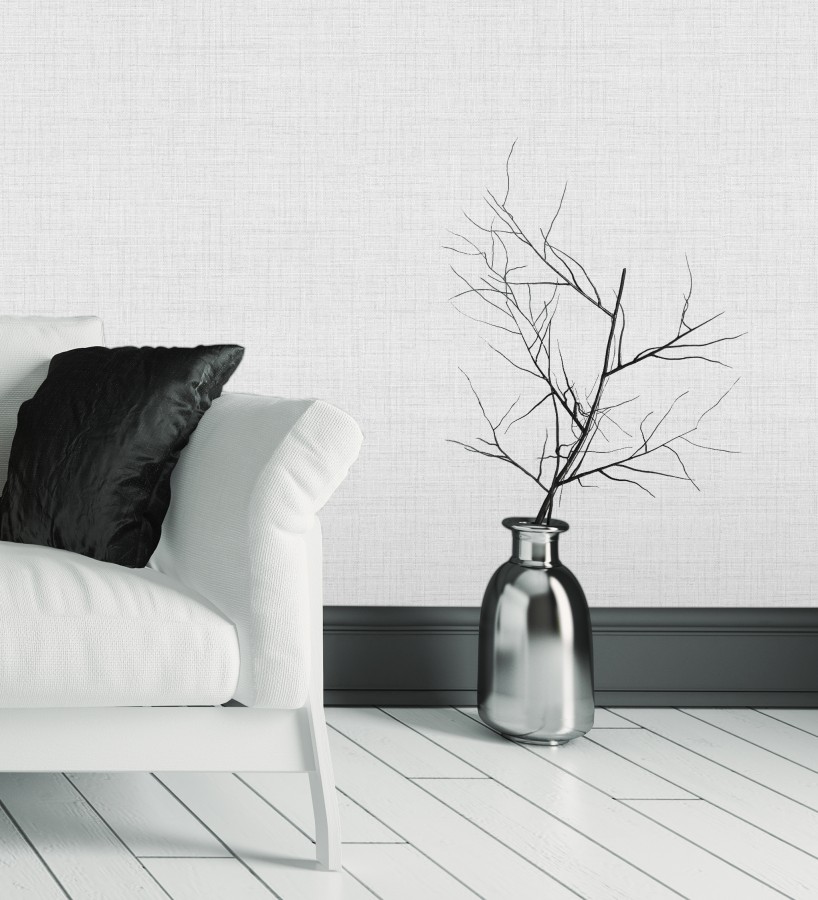 Papel pintado efecto lino fondo gris claro textura en relieve blando  Neville Texture 681276