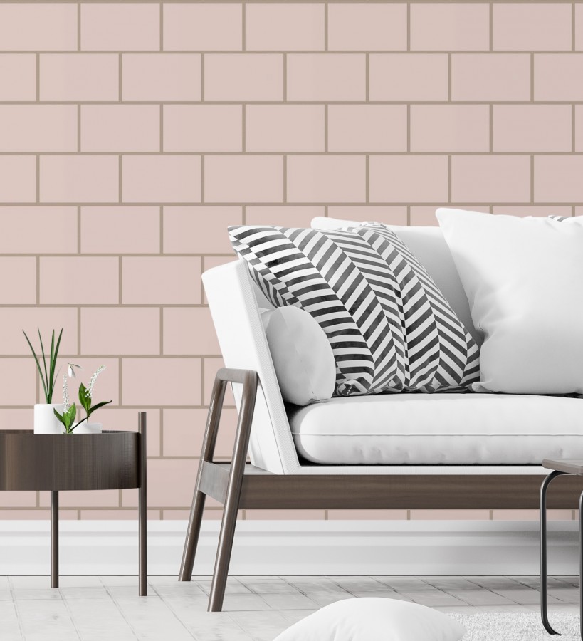 Papel pintado dibujo de azulejos con líneas metalizadas estilo Art Decó  Last Station 681309