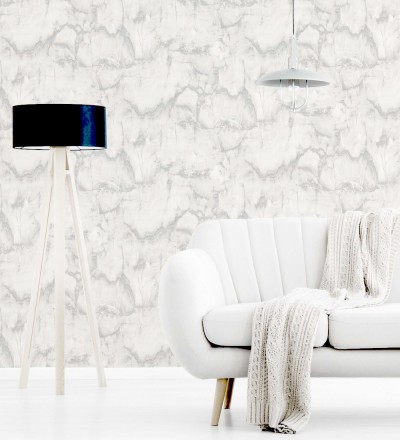 Papel pintado efecto mármol blanco vetas grises Veneto Marble 680935