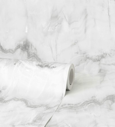 Papel pintado efecto mármol blanco vetas grises Veneto Marble 680935