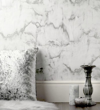 Papel pintado efecto mármol blanco vetas grises Veneto Marble 680935