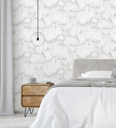 Papel pintado efecto mármol blanco vetas grises Veneto Marble 680935