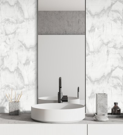 Papel pintado efecto mármol blanco vetas grises Veneto Marble 680935