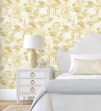 Papel pintado de flamencos y plantas de humedal Flamingo Palace 680668