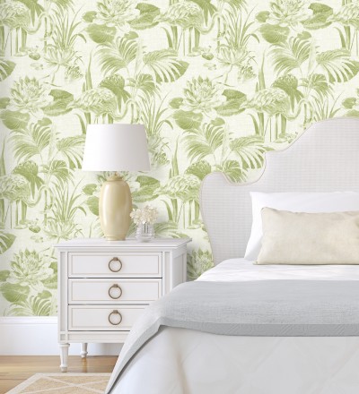 Papel pintado de flamencos y plantas de humedal Flamingo Palace 680669