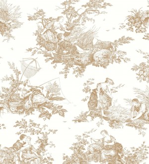 Papel pintado Casadeco Les Belles Toiles de Jouy - 87911318