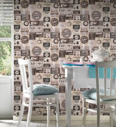 Papel pintado marcas y tipos de café de estilo vintage Roasters Coffee 128295