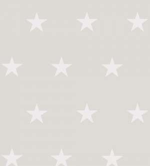 Papel pintado infantil de estrellas color blanco nácar fondo gris mate Keira Stars 128297