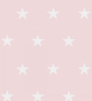 Papel pintado infantil de estrellas color blanco nácar fondo rosa roto mate Keira Stars 128298