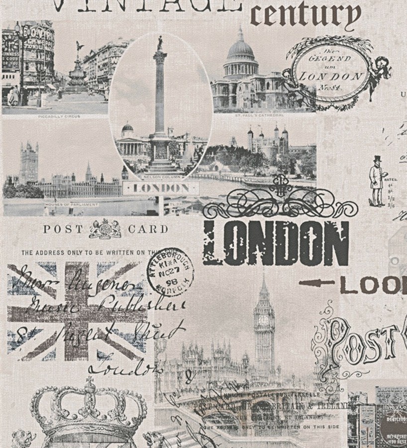 Papel pintado mural collage fotos de Londres estilo vintage Monuments London 128302
