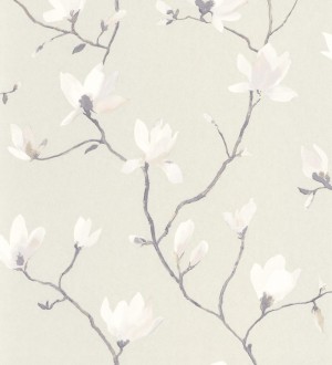 Papel pintado flores de jazmines fondo gris estilo nórdico Jasmine Flowers 128309