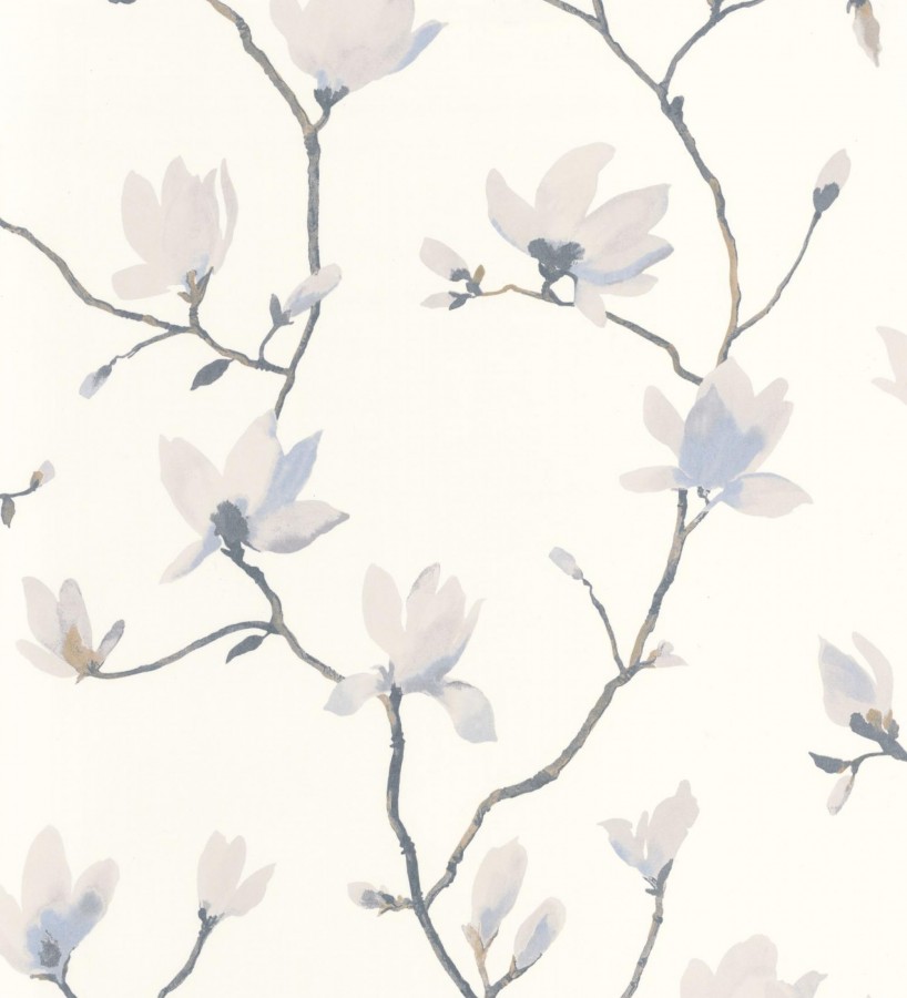 Papel pintado flores de jazmines fondo blanco estilo nórdico Jasmine Flowers 128315