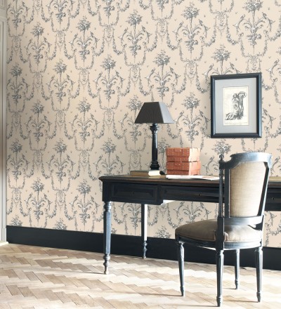 Papel pintado de cadenetas florales rojas estilo neobarroco Miracle 128345