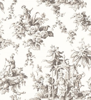 Papel pintado toile de jouy francés estilo oriental Claudette 128349