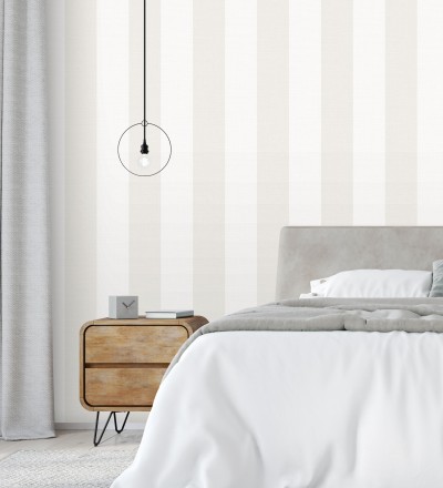 Papel pintado de rayas anchas de 13 cm textura efecto lino Herman Stripes 128364