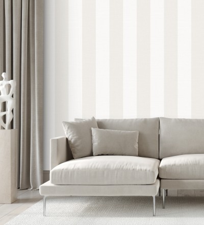 Papel pintado de rayas anchas de 13 cm textura efecto lino Herman Stripes 128364