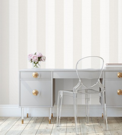 Papel pintado de rayas anchas de 13 cm textura efecto lino Herman Stripes 128364