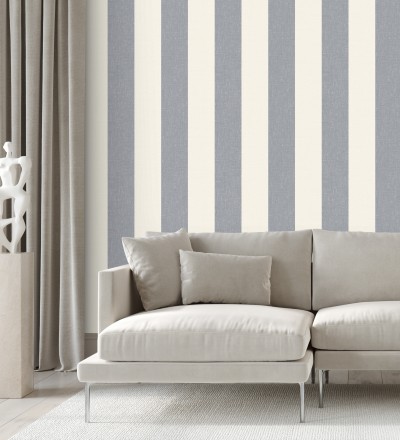 Papel pintado de rayas anchas de 13 cm textura efecto lino Herman Stripes 128368