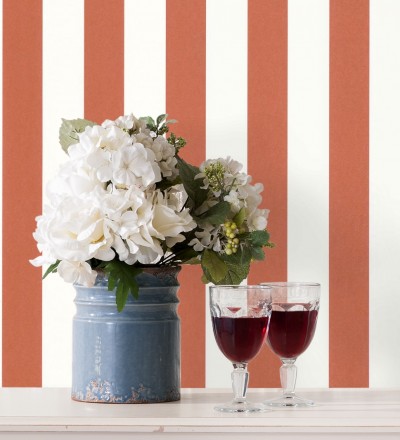 Papel pintado de rayas rojo y blanco Gary Stripes 128392