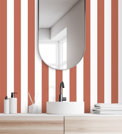 Papel pintado de rayas rojo y blanco Gary Stripes 128392