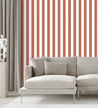 Papel pintado de rayas rojo y blanco Gary Stripes 128392