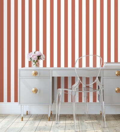 Papel pintado de rayas rojo y blanco Gary Stripes 128392