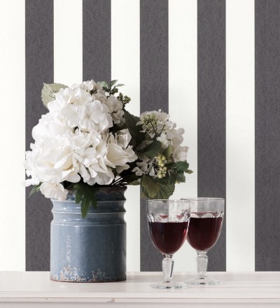Papel pintado de rayas negra y blanco Gary Stripes 128395