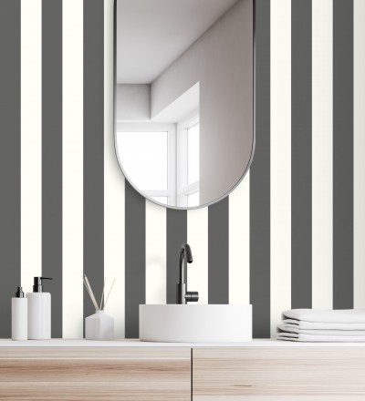 Papel pintado de rayas negra y blanco Gary Stripes 128395
