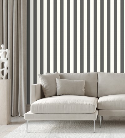 Papel pintado de rayas negra y blanco Gary Stripes 128395