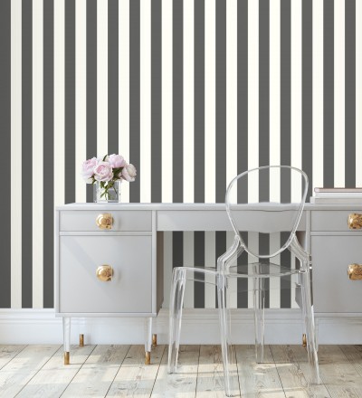 Papel pintado de rayas negra y blanco Gary Stripes 128395