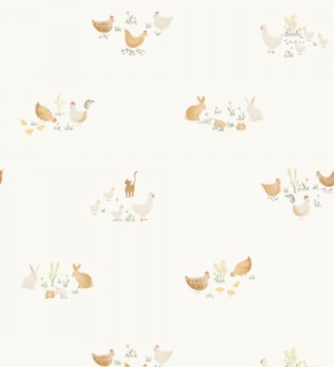 Papel pintado infantil de animales de granja Jacob Farm 128450