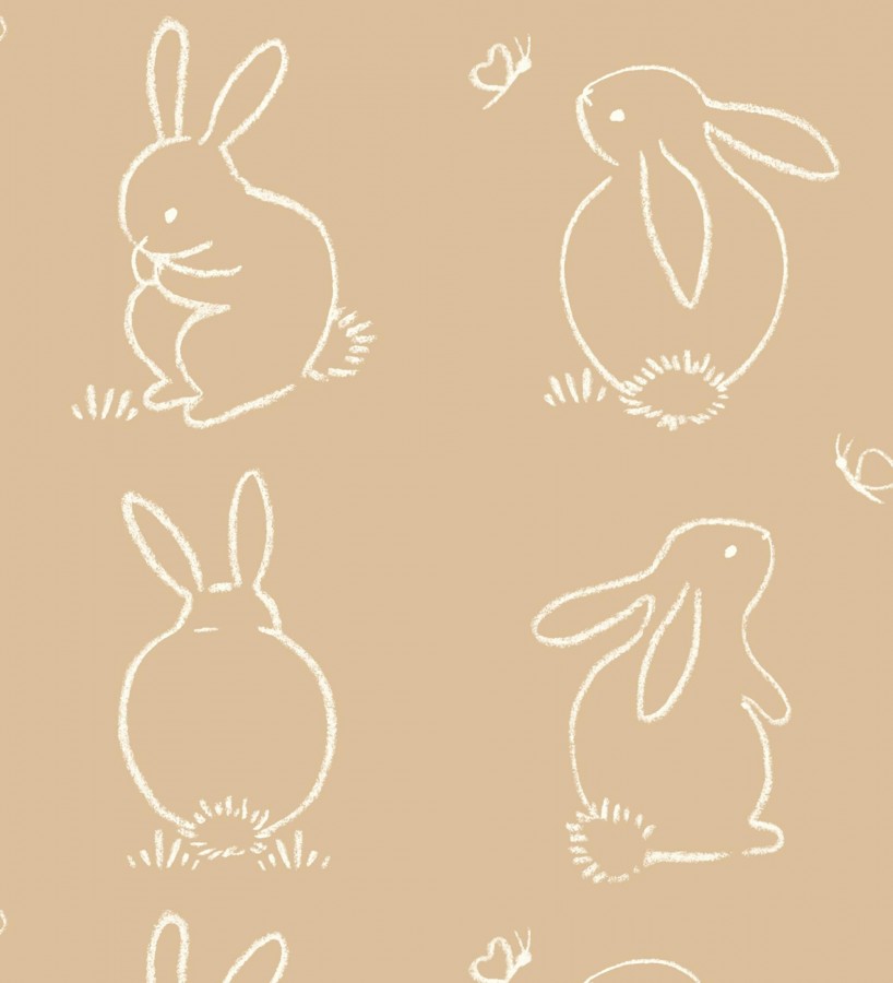 Papel pintado infantil de silueta de conejos Chalk Rabbit 128452