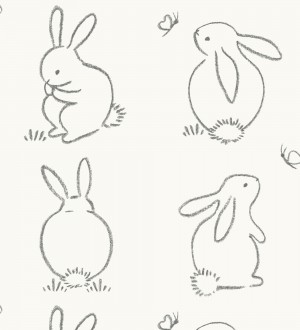 Papel pintado infantil de silueta de conejos Chalk Rabbit 128454