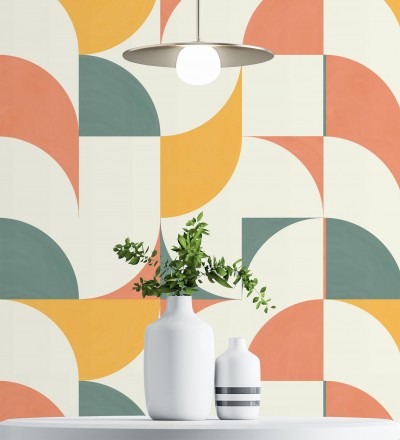 Papel pintado de figuras geométricas estilo retro Newman 128471