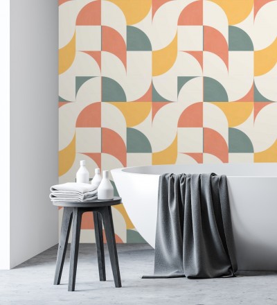 Papel pintado de figuras geométricas estilo retro Newman 128471