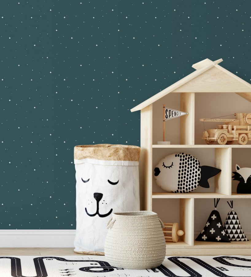 Papel Pintado Infantil con estrellas y animales