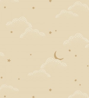 Papel pintado infantil de luna y estrellas fondo beige Waning Moon 128491